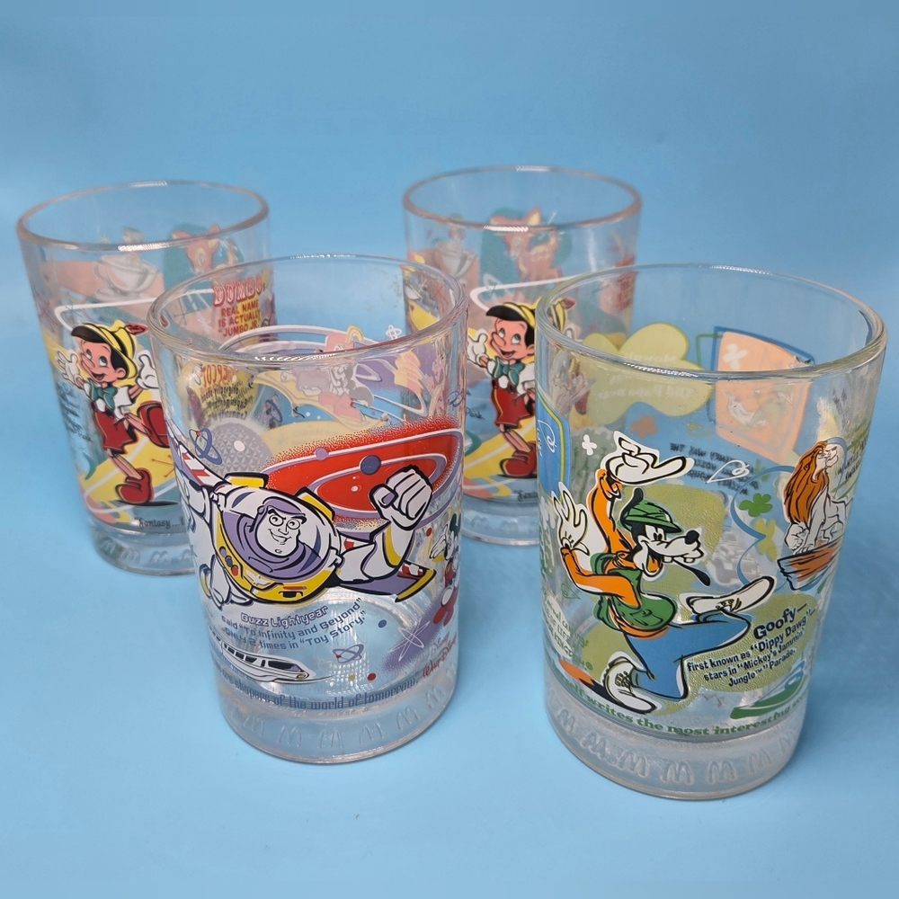 Set of 4 Vintage McDonald's 100 Year Celebration Of Disney Glasses